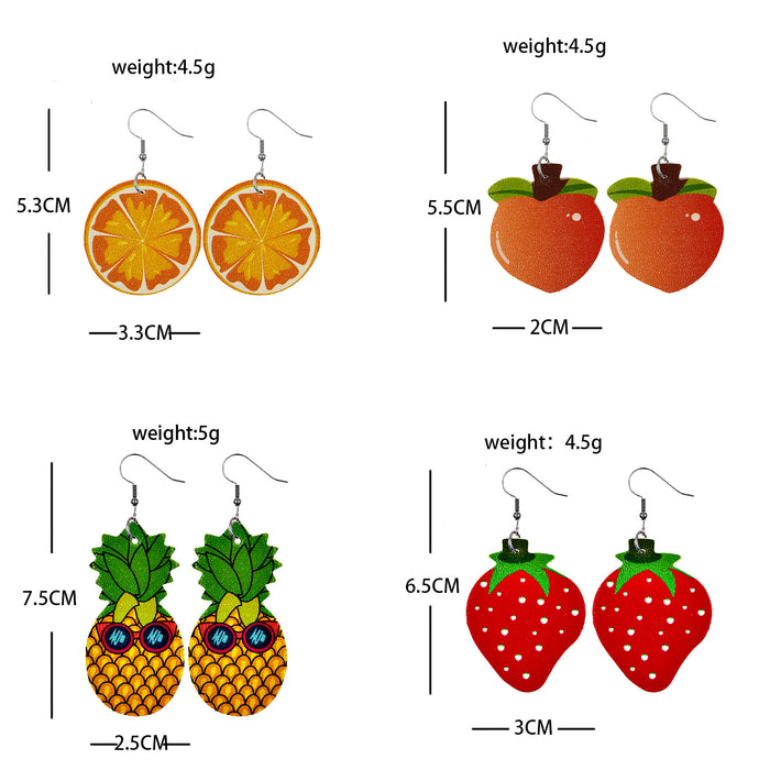 Jewelry WholesaleWholesale Hawaiian Fruit Pineapple Watermelon Lemon Cherry PU Leather Earrings MOQ≥2 JDC-ES-Chengy015 Earrings Chengy %variant_option1% %variant_option2% %variant_option3%  Factory Price JoyasDeChina Joyas De China