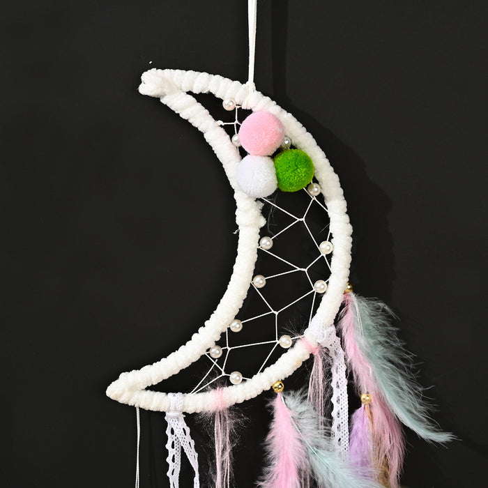 Wholesale cute furball moon Dreamcatcher Indian style MOQ≥2 JDC-DC-JunX012