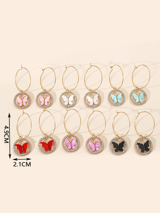 Wholesale Earrings Alloy Diamond Butterfly Earrings MOQ≥3 JDC-ES-LINER002