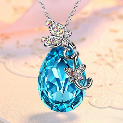 Jewelry WholesaleWholesale alloy butterfly blue water droplet pendant necklace necklace MOQ≥2 JDC-NE-XunO018  JoyasDeChina Wholesale Jewelry %variant_option1% %variant_option2% %variant_option3%  Factory Price JoyasDeChina Joyas De China