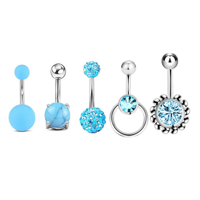 Jewelry WholesaleWholesale direct supply 5-piece belly button nails 5-color zircon MOQ≥2 JDC-UN-Lanlu004 Piercing 蓝露 %variant_option1% %variant_option2% %variant_option3%  Factory Price JoyasDeChina Joyas De China