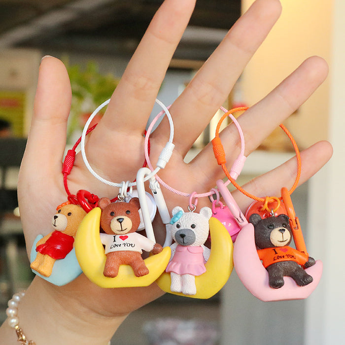 Wholesale Keychain Resin Cute Cartoon Moon Bear JDC-KC-XTang013