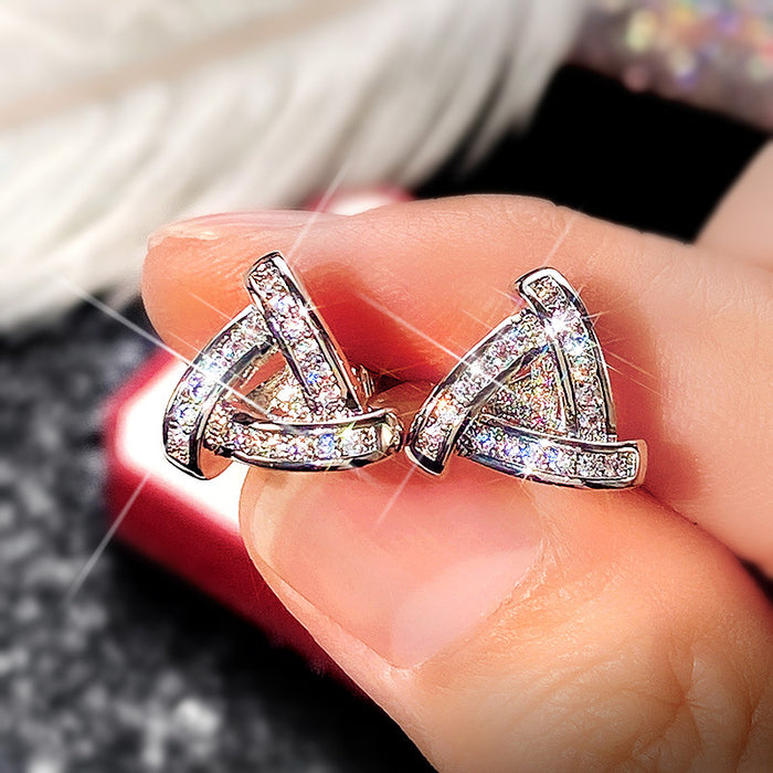 Wholesale Earrings Copper Zircon Triangle MOQ≥2 JDC-PREMCAOS-ES-019