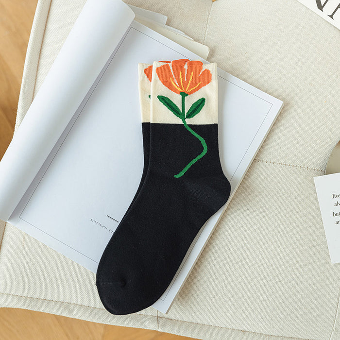 Wholesale summer three-dimensional flower mid-tube socks JDC-SK-XiuJi002