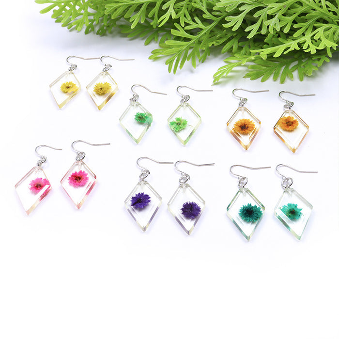 Jewelry WholesaleWholesale dried plant flower pendant earrings small daisy JDC-ES-Songx031 Earrings 淞香 %variant_option1% %variant_option2% %variant_option3%  Factory Price JoyasDeChina Joyas De China