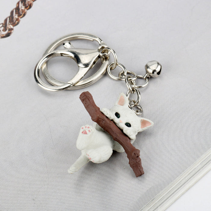 Wholesale Keychains For Backpacks cartoon cat pendant cute resin kitten pendant keychain JDC-KC-AWen017