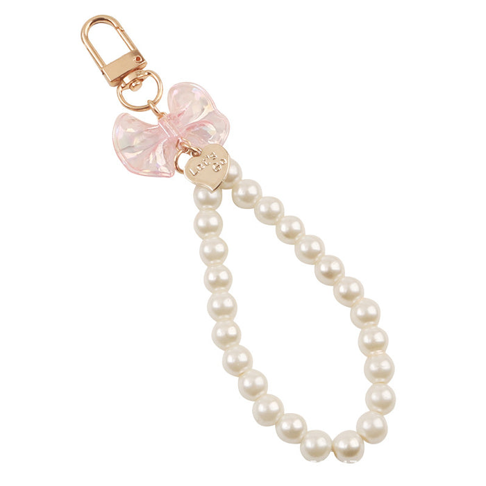 Wholesale Keychain Resin Pearl Bow Lanyard MOQ≥2 JDC-KC-YiHan019