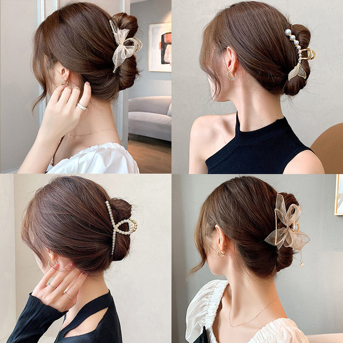 Wholesale Metal Pearl Hair Clip Stereo Tassel Butterfly Grab Clip JDC-HC-Hengx003