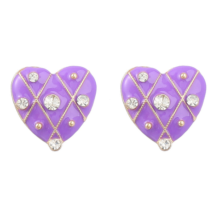 Wholesale alloy love dripping oil diamond earrings girl exquisite MOQ≥2 JDC-ES-jiul009