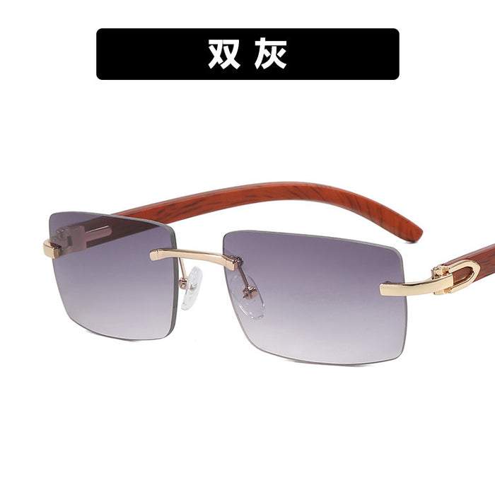 Wholesale Frameless Cut Edge Wood Grain Leg Sunglasses Men's Sunglasses JDC-SG-PLS067