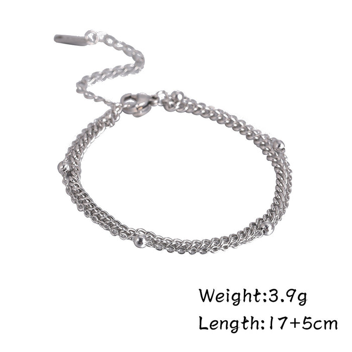 Wholesale Bracelet Stainless Steel Double Layered Strap Bead Chain JDC-BT-QiJu012