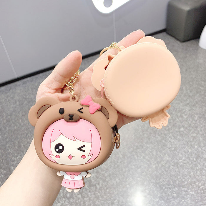 Wholesale bear girl coin purse cute key chain JDC-KC-JCai014