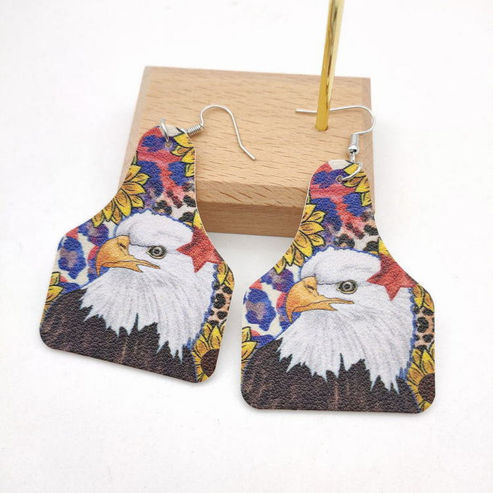 Wholesale 4th of July Independence Day Earrings PU Leather Earrings JDC-ES-KDL003