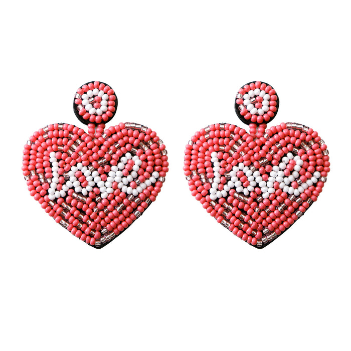 Jewelry WholesaleWholesale LOVE Heart Shaped Rice Bead Earrings MOQ≥2 JDC-ES-GSJM088 Earrings 杰米 %variant_option1% %variant_option2% %variant_option3%  Factory Price JoyasDeChina Joyas De China