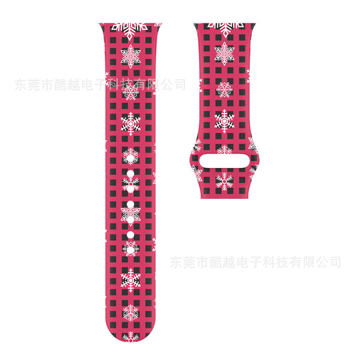 Wholesale Strap Silicone AppleWatch Christmas Color Printed Strap MOQ≥2 JDC-WD-KuYue006