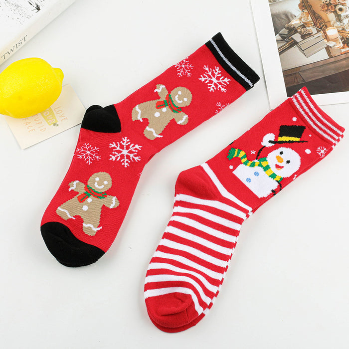 Wholesale Socks Cotton Christmas Cartoon Cute Snowman Snowflake Pattern MOQ≥3 JDC-SK-XQ015