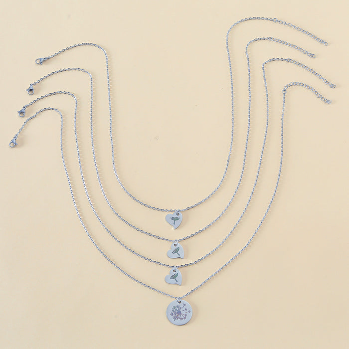 Wholesale Back to School Season Stainless Steel Dandelion Parent-Child Necklace Clavicle Chain JDC-NE-LanT003