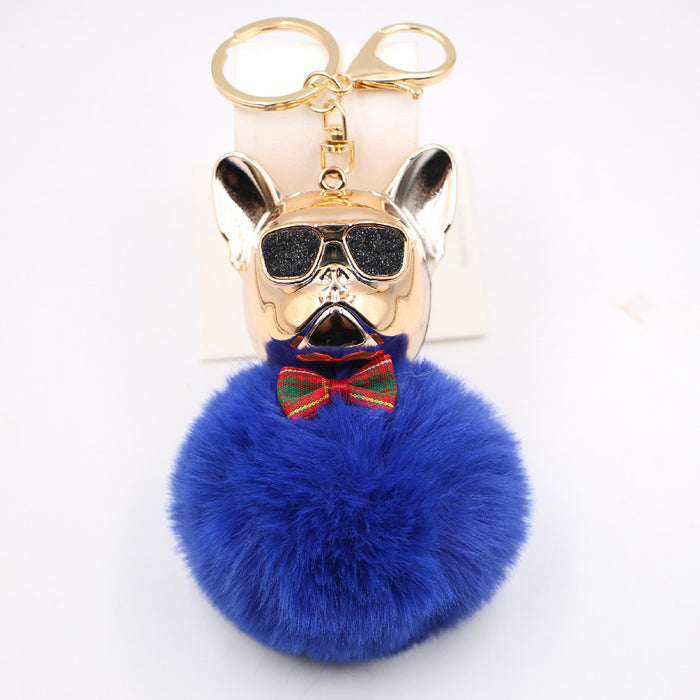 Jewelry WholesaleWholesale French Bulldog Alloy Faux Hair PVC Hairball Pom Pom  Keychain JDC-KC-Zuge017 Keychains 祖格 %variant_option1% %variant_option2% %variant_option3%  Factory Price JoyasDeChina Joyas De China