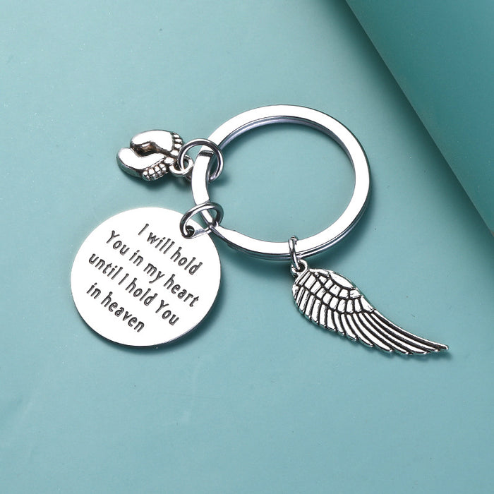 Wholesale Wings Footprint Stainless Steel Keychain MOQ≥2 JDC-KC-JZhi003