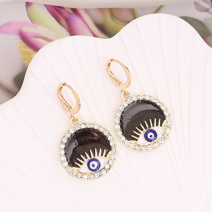 Wholesale Full Diamond Pearl Devil's Eye Alloy Earrings JDC-ES-Bingm022