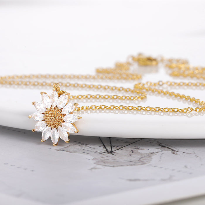 Jewelry WholesaleWholesale Sunflower Diamond Zircon Sunflower Clavicle Necklace JDC-NE-MJ009 Necklaces 萌葭 %variant_option1% %variant_option2% %variant_option3%  Factory Price JoyasDeChina Joyas De China