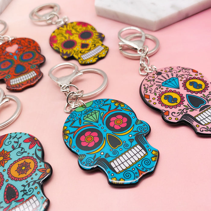 Jewelry WholesaleWholesale acrylic skull color keychain for halloween JDC-KC-LYan001 Keychains 翌焱 %variant_option1% %variant_option2% %variant_option3%  Factory Price JoyasDeChina Joyas De China