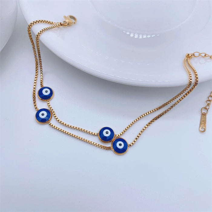 Wholesale Bracelet Titanium Steel Blue Eyes Simple Double Layer JDC-BT-DingP010