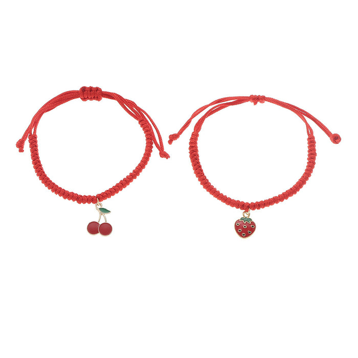 Jewelry WholesaleWholesale personality simple cute cherry strawberry red rope bracelet fruit bracelet JDC-BT-NZ046 Bracelet 奈珠 %variant_option1% %variant_option2% %variant_option3%  Factory Price JoyasDeChina Joyas De China