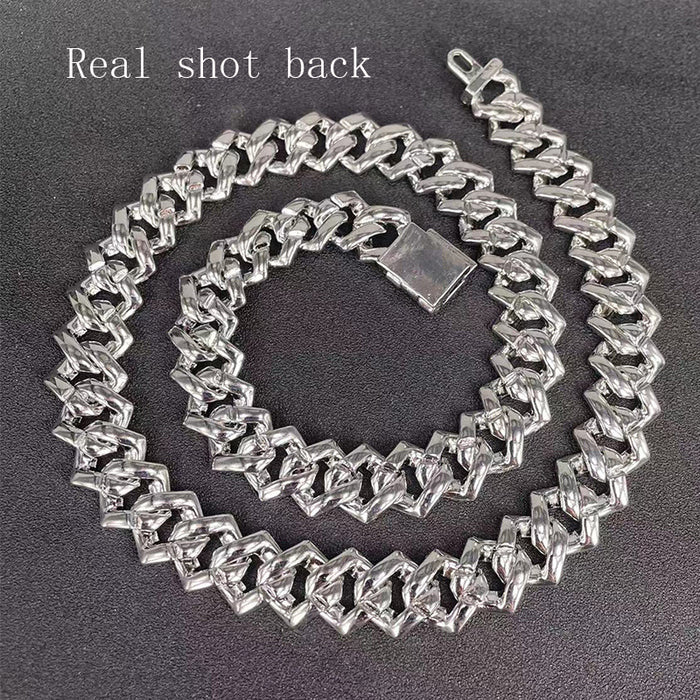 Wholesale Necklace Alloy Rhinestone Diamond Full Diamond Men's Cuban Chain MOQ≥2 JDC-NE-XuanD008