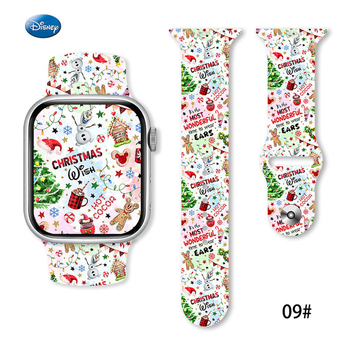 Wholesale Christmas Cartoon Silicone Strap Suitable for Apple Watch Strap JDC-WD-NuoQi001