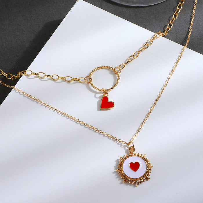 Jewelry WholesaleWholesale Double Layer Love Pendant Necklace for Women JDC-NE-D046 Necklaces 晴雯 %variant_option1% %variant_option2% %variant_option3%  Factory Price JoyasDeChina Joyas De China