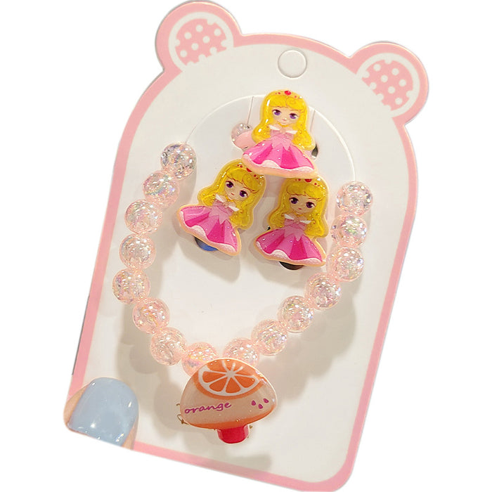 Wholesalee Girls Jewelry Set Children's Bracelet Baby Ear Clip Cartoon Gift MOQ≥5 JDC-ES-Nimei001