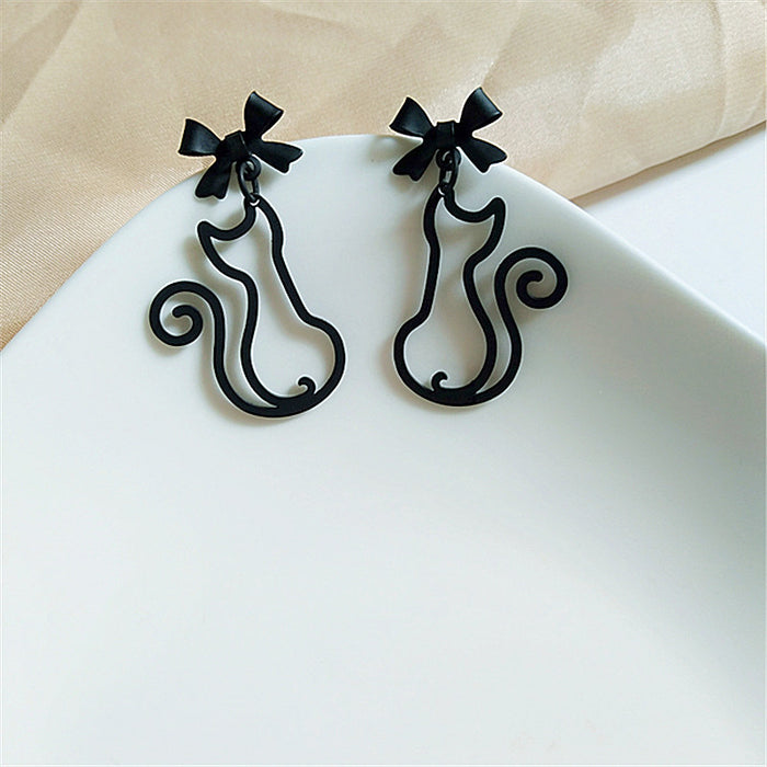 Wholesale Earrings Alloy Cartoon Cat Bow JDC-ES-aimei005