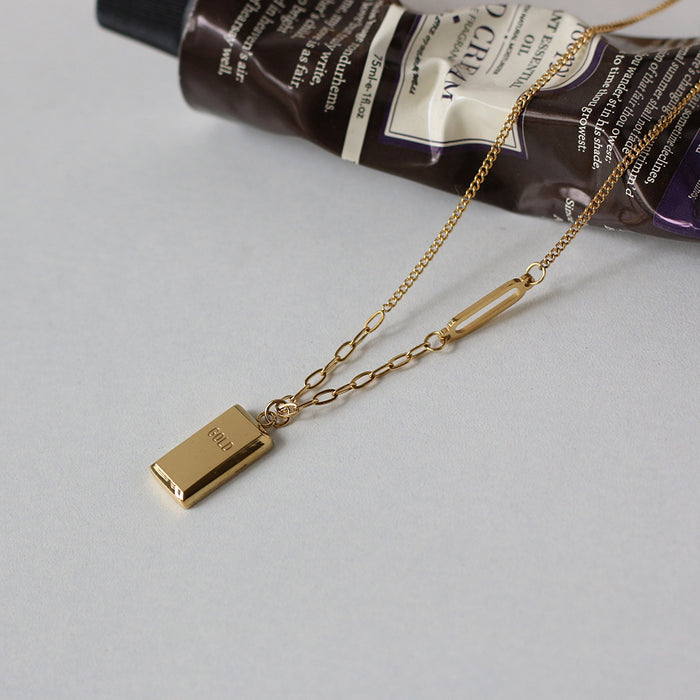 Jewelry WholesaleWholesale gold brick square stainless steel gold necklace JDC-NE-Jif055 Necklaces 集沛 %variant_option1% %variant_option2% %variant_option3%  Factory Price JoyasDeChina Joyas De China