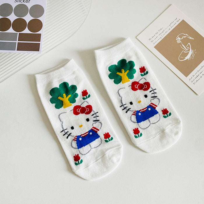 Wholesale socks fabric spring and summer cute cat cartoon sports boat socks JDC-SK-JSD010