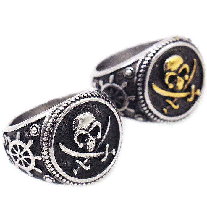 Wholesale Skull Titanium Steel Men's Ring MOQ≥2 JDC-RS-YiR001