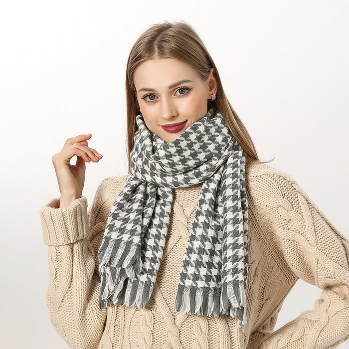 Wholesale Scarf Imitation Cashmere Houndstooth Thick Thick Warm Long Scarf JDC-SF-Randai002