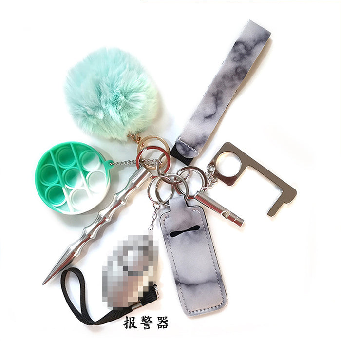 Jewelry WholesaleWholesale self-defense keychain anti-wolf alarm 9 piece set hair ball Self defense keychain JDC-KC-Meic007 Keychains 美畅 %variant_option1% %variant_option2% %variant_option3%  Factory Price JoyasDeChina Joyas De China