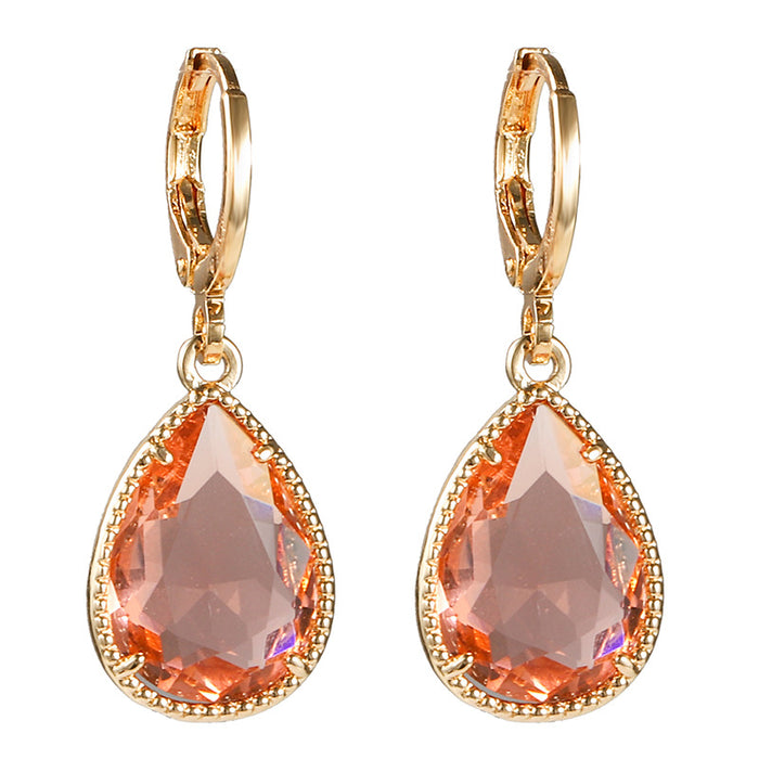 Wholesale Crystal Copper Rare Earth Glass Water Drop Earrings MOQ≥2 JDC-ES-Yongz003