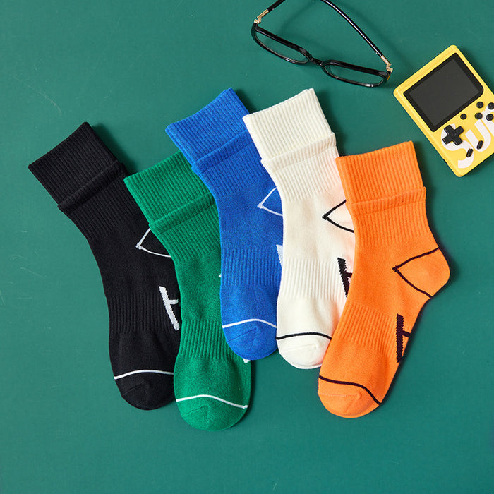 Wholesale socks men's mid tube socks double lug sports basketball socks JDC-SK-CYu007