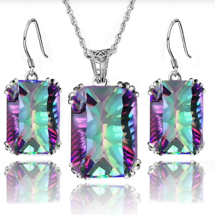 Wholesale Earring Necklace Set Vintage Clavicle Chain Crystal Pendant JDC-ES-JYS008