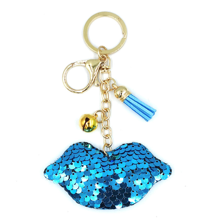 Jewelry WholesaleWholesale reflective bright face lip keychain Sequin tassel bell MOQ≥2 JDC-KC-QiShi025 Keychains 奇释 %variant_option1% %variant_option2% %variant_option3%  Factory Price JoyasDeChina Joyas De China