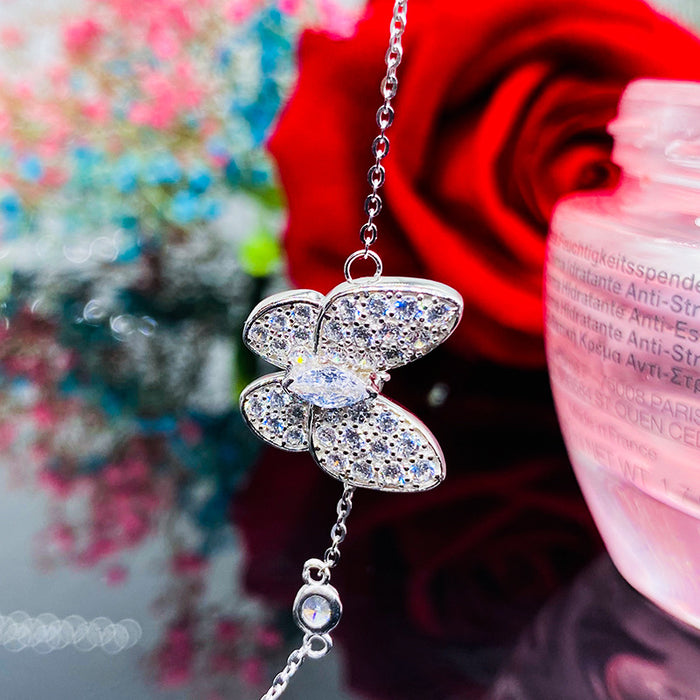 Wholesale Sweet Butterfly Zircon Pendant Necklace MOQ≥2 JDC-NE-CaoS039