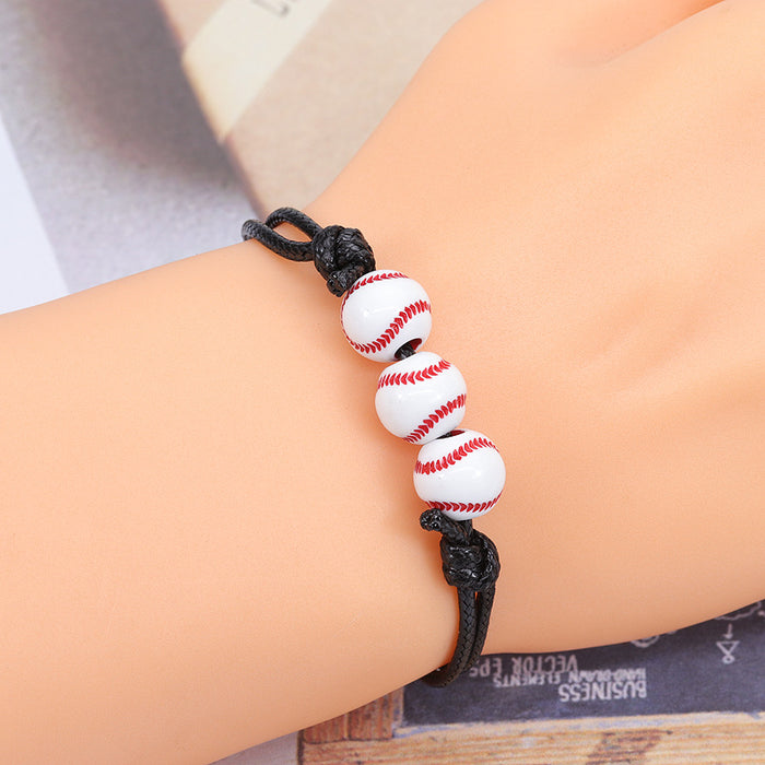 Wholesale Bracelet Basketball Baseball Wax Thread Braided Tennis Rugby Bracelet MOQ≥2 JDC-BT-Yiye026