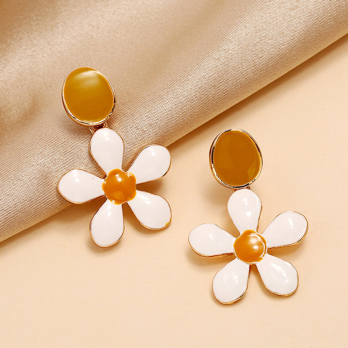 Wholesale earrings dripping oil retro dripping oil flowers MOQ≥2 JDC-ES-KaiQ042