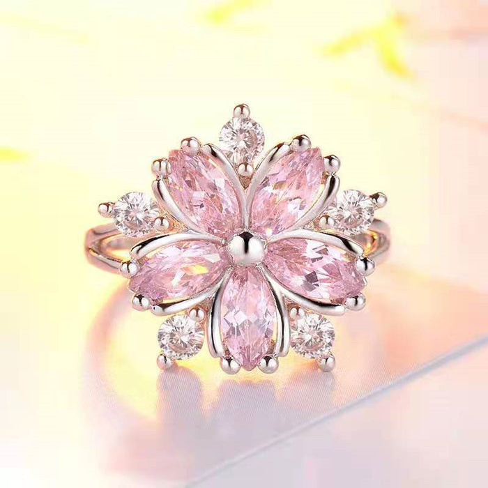 Wholesale Copper Material Romantic Flower Zircon Ring JDC-RS-ChenR057