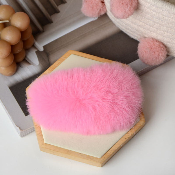 Wholesale Hair Clips Faux Rex Rabbit Fur Plush Cute Peach Heart MOQ≥2 JDC-HC-YEYE001