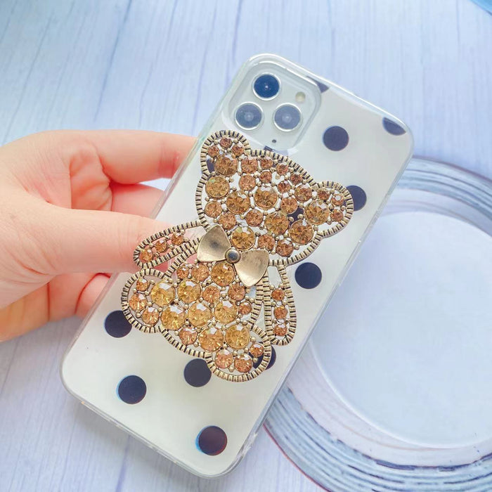 Wholesale Grip TPU Diamond Encrusted Diamond Bear MOQ≥2 JDC-PS-HWei002