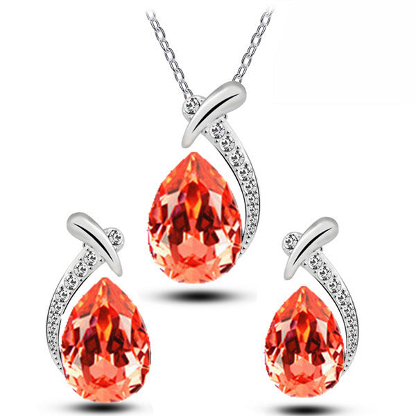 Wholesale Diamond Clavicle Austrian Crystal Necklace set JDC-NE-XunO042