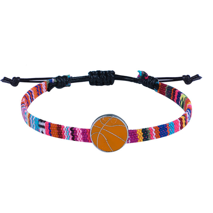 Wholesale Art Bracelet Hand Woven Baseball Alloy Drip Bracelet MOQ≥3 JDC-BT-QiuX001